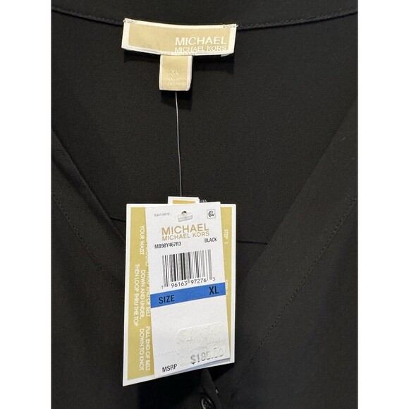 Michael Kors dress Women's Kate Belted Button-Down Midi Dress black $185 size XL - Picture 12 of 14
